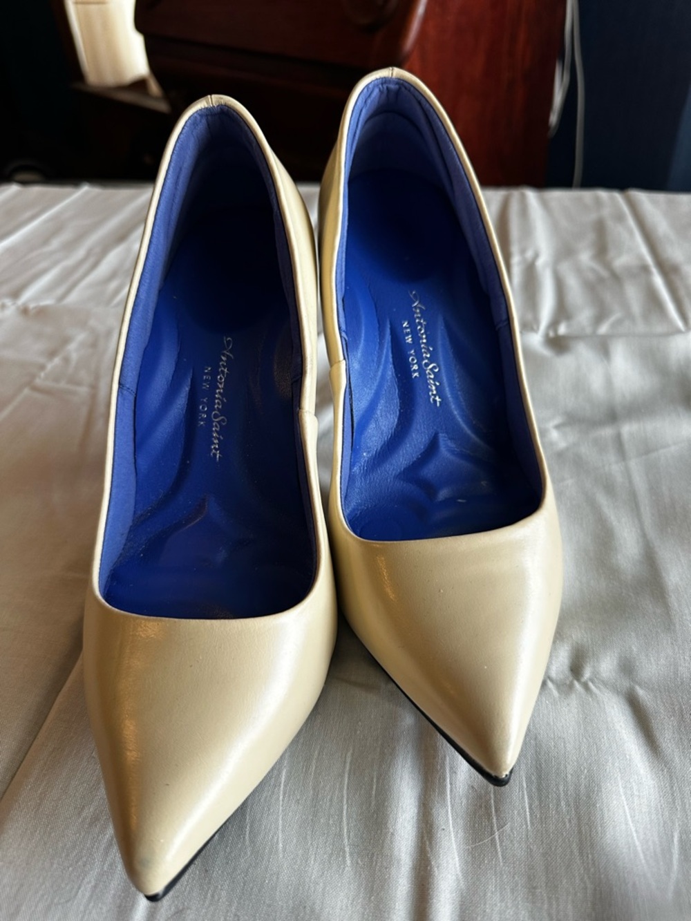 Antonia Saint Cream Pointed-Toe Pumps